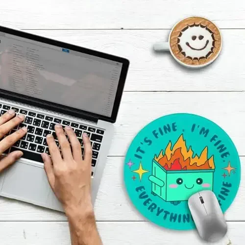 Gctriki Dumpster on Fire Mouse Pad for Desk, Funny Green Round Mousepad for Computer Laptop Gaming, Stitched Edge Non-Slip Rubber Base, Cute Home Office Desk Accessories Decor for Women - GCTRIKI (1)