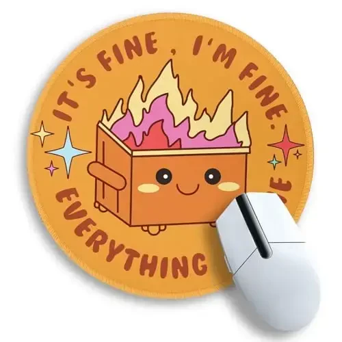 Gctriki Dumpster on Fire Mouse Pad for Desk, Funny Small Round Mousepad for Computer Laptop Gaming, Stitched Edge Non-Slip Rubber Base, Cute Dumpster Home Office Desk Accessories Decor for Women - 1