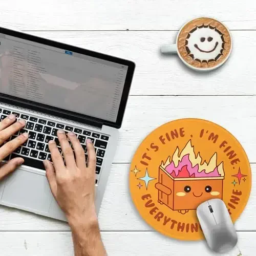 Gctriki Dumpster on Fire Mouse Pad for Desk, Funny Small Round Mousepad for Computer Laptop Gaming, Stitched Edge Non-Slip Rubber Base, Cute Dumpster Home Office Desk Accessories Decor for Women - GCTRIKI (1)
