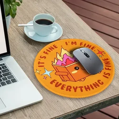 Gctriki Dumpster on Fire Mouse Pad for Desk, Funny Small Round Mousepad for Computer Laptop Gaming, Stitched Edge Non-Slip Rubber Base, Cute Dumpster Home Office Desk Accessories Decor for Women - 3