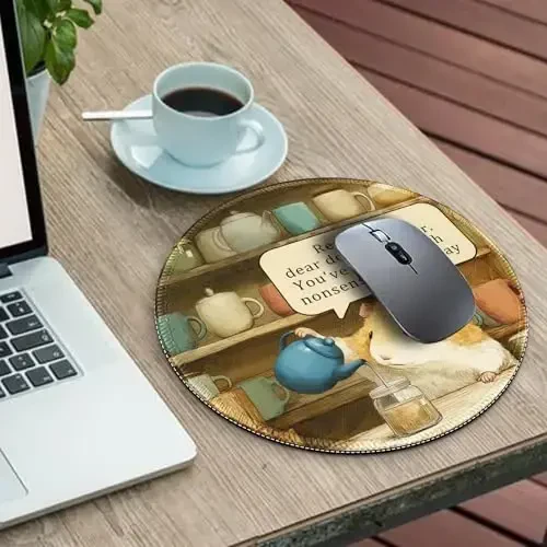 Gctriki Funny Hamster Round Mouse Pads for Desk, Small Desk Mat Stitched Edge Non-Slip Rubber Base, Mousepad for Travel Laptop Computer Gaming, Cute Office Accessories with Motivational Quote - 3