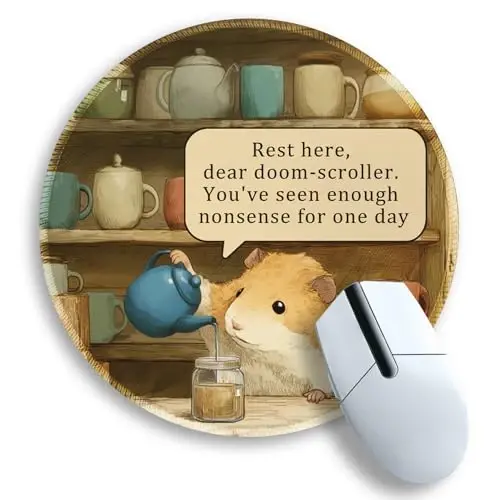 Gctriki Funny Hamster Round Mouse Pads for Desk, Small Desk Mat Stitched Edge Non-Slip Rubber Base, Mousepad for Travel Laptop Computer Gaming, Cute Office Accessories with Motivational Quote - GCTRIKI