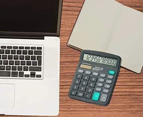 Calculators for Desk, BESTWYA 12-Digit Dual Power Handheld Desktop Calculator with Large LCD Display Big Sensitive Button (Black,Pack of 4) - 7