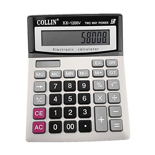 Desk Calculator, 12-Digit Solar Battery Office Calculator with Large LCD Display Big Sensitive Button, Dual Power Desktop Calculators - Septo