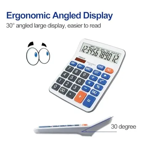 Desktop Calculator Extra Large 5-Inch Clear LCD Display 12-Digit Big Number Button Office Calculator with Auto Sleep Function (OS-5M) - 6