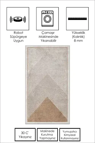 Mashinada yuviladigan, sirpanmaydigan, dog' bo'lmaydigan salon gilami, oshxona gilami va yo'lakcha - jigarrang - 3