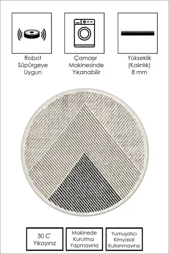 Mashinada yuviladigan, sirpanmaydigan, dog‘ tushmaydigan dumaloq salon gilami, oshxona gilami va yo‘lakcha - bej - WEST HOME (1)