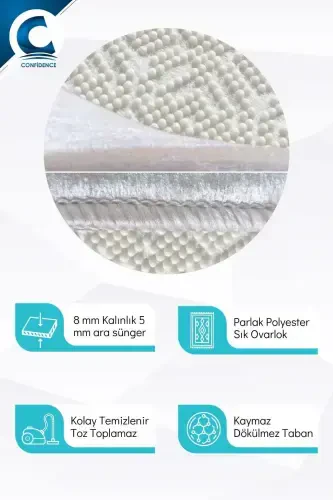 Mashinada yuviladigan, sirpanmaydigan, dog‘ tushmaydigan yo‘l naqshli gilam, chaqaloq va bolalar gilami, o‘yin matosi - oq - 4