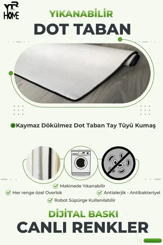 Mashinada yuviladigan, sirpanmaydigan taglik, dog 'tushmaydigan, o'rgatuvchi chaqaloqlar va bolalar xonasi gilami o'yin matosi - krem - 2