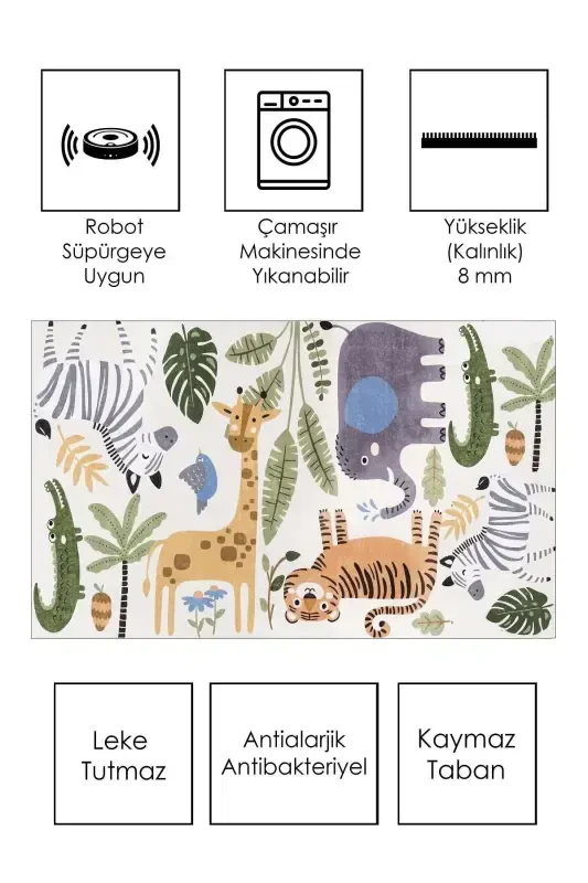 Mashinada yuviladigan, sirpanmaydigan taglik, dog' tushmaydigan, o'rgatuvchi gilam, chaqaloqlar va bolalar gilami, o'yin matosi - yashil - 2