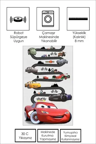 Mashinada yuviladigan sirpanmaydigan taglik, dog 'tushmaydigan, yo'l naqshli o'quv bolalar gilami o'yinchoq matosi - qizil - CONFIDENCE HOME (1)