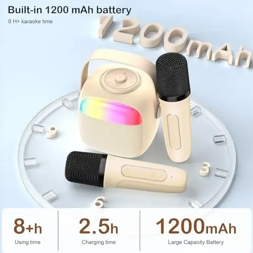 Машина караоке HWWR для детей и взрослых, мини-портативный Bluetooth-динамик с 2 микрофонами, домашняя караоке-колонка с поддержкой SD-карты/USB, подарок на день рождения, игрушки для девочек/мальчиков - 6