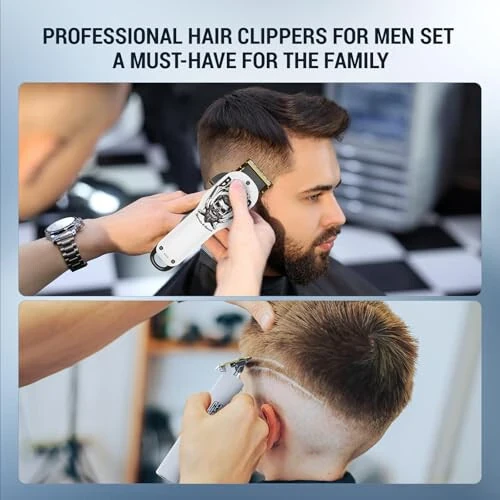 Машинки для стрижки волос и триммеры BESTBOMG, керамический Т-образный нож, беспроводные комплекты для стрижки с 10 направляющими расческами и аккумулятором 2000 мАч / 1200 мАч, для мужчин / отца / мужа / парня - 6