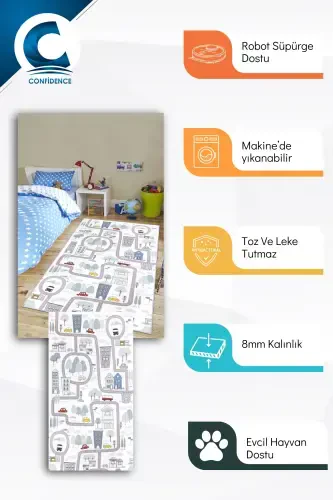 Машинная стирка, нескользящая основа, грязеотталкивающий ковер с рисунком дороги, ковер для младенцев и детей, игровой коврик-белый - CONFIDENCE HOME (1)