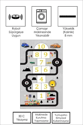 Машинная стирка, нескользящая основа, грязеотталкивающий, развивающий ковер с дорожным рисунком для младенцев и детей, игровой коврик - серый - CONFIDENCE HOME (1)