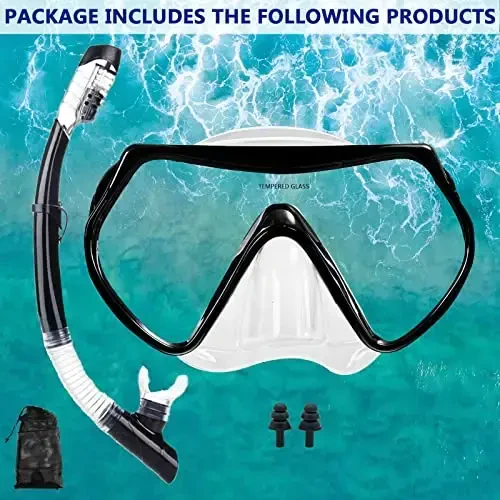 Snorkel mask Snorkeling Set for Adults and Youth, Diving mask and Full Dry Snorkel Swim Googles is Suitable for Snorkeling, Dive Scuba Diving, Swimming - 6