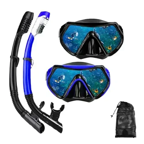 Маска для снорклинга Snorkel Set для взрослых и молодежи, маска для дайвинга и полностью сухая трубка для плавания Подходит для снорклинга, подводного плавания, плавания 