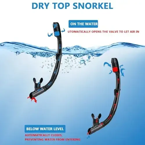 Маска для снорклинга Snorkel Set для взрослых и молодежи, маска для дайвинга и полностью сухая трубка для плавания Подходит для снорклинга, подводного плавания, плавания - 4