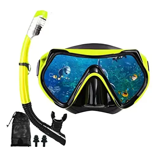 Маска для снорклинга Snorkeling Set для взрослых и молодежи, маска для дайвинга и полностью сухая трубка для плавания Подходит для снорклинга, подводного плавания, плавания 