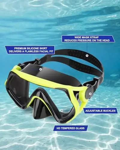 Маска для снорклинга Snorkeling Set для взрослых и молодежи, маска для дайвинга и полностью сухая трубка для плавания Подходит для снорклинга, подводного плавания, плавания - 3