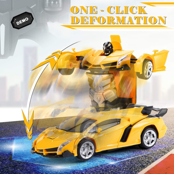 Masofadan boshqariladigan 2-in-1 Transform Robot RC poyga mashinalari, bitta tugma bilan transformatsiya, 360 graduslik aylanish, 2.4Ghz 1:18 masshtab, 3 yoshdan oshgan o'g'il va qiz bolalar uchun Rojdestvo va tug'ilgan kun sovg'alari. - 2