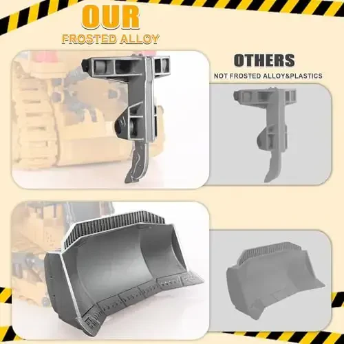 Masofadan boshqariladigan buldozer, yoritgichli, ovozli va qayta zaryadlanuvchi akkumulyatorli 9 kanalli metall RC qurilish transport vositasi o'yinchog'i, 4-12 yoshdagi o'g'il-qizlar uchun masofadan boshqariladigan buldozer o'yinchog'i sovg'asi (2,4 GHz) - 6