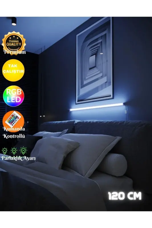 Masofadan boshqariladigan Rgb to'liq rangli abajur devor chiroqi tungi chiroq - Rgb modeli 150 sm - 1