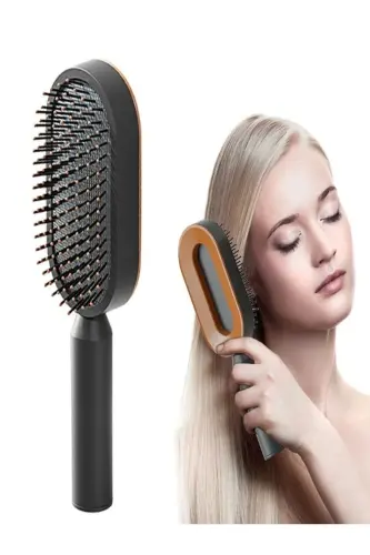 Massage Comb Comfortable Use Easy-to-Clean Hair Brush for Wet and Dry Hair-Brown - 1