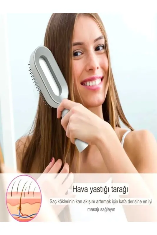 Massage Comb Comfortable Use Easy-to-Clean Hair Brush for Wet and Dry Hair-Brown - 2
