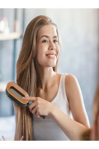 Massage Comb Comfortable Use Easy-to-Clean Hair Brush for Wet and Dry Hair-Brown - 5