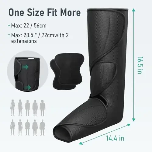 Массажер для ног QUINEAR с тепловым воздушным компрессионным массажем для стопы и голени, полезный для кровообращения и расслабления мышц (имеет право на FSA или HSA) - 3