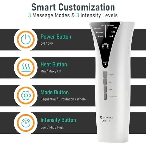 Массажер для ног QUINEAR с тепловым воздушным компрессионным массажем для стопы и голени, полезный для кровообращения и расслабления мышц (имеет право на FSA или HSA) - 6