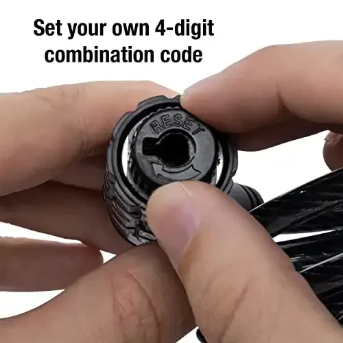 Master Lock Black O'z kombinatsiyangizni o'rnating Velosiped qulfi, Metall simli qulfda tashqi uskunalar, velosipedlar uchun ob-havoga chidamli vinil qoplamasi mavjud, uzunligi 6 fut, 8114D - 2