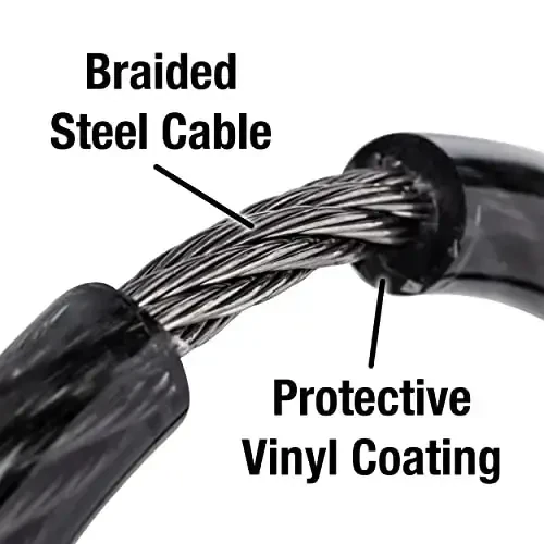 Master Lock Black Set Your Own Combination Bike Lock, Metal Cable Lock has a Weather Resistant Vinyl Coating for Outdoor Equipment, Bicycles, 6 Feet Long, 8114D - 3