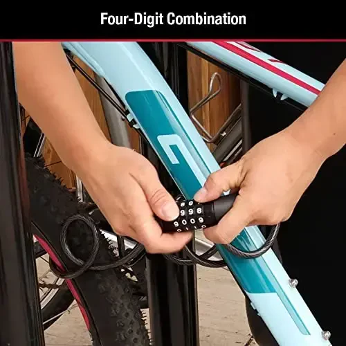 Master Lock Black Set Your Own Combination Bike Lock, Metal Cable Lock has a Weather Resistant Vinyl Coating for Outdoor Equipment, Bicycles, 6 Feet Long, 8114D - 6