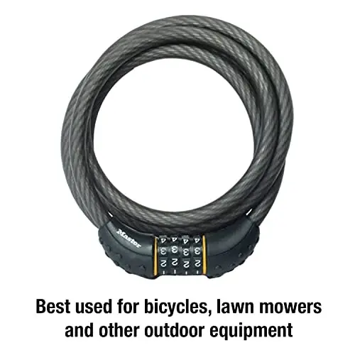Master Lock Cable Lock, Set Your Own Combination Bike Lock, 6 ft. Long, Black, 8122D - Master Lock (1)