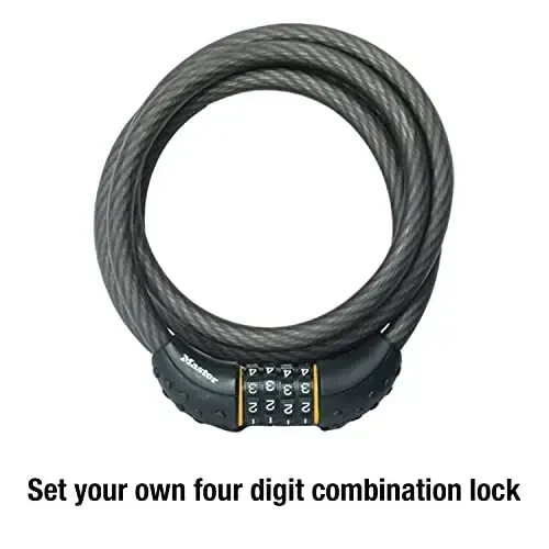 Master Lock Kabel qulf, O'z kombinatsiyangizni o'rnating velosiped qulf, 6 fut uzunlikda, qora, 8122D - 3