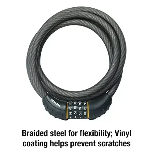 Master Lock Kabel qulf, O'z kombinatsiyangizni o'rnating velosiped qulf, 6 fut uzunlikda, qora, 8122D - 4