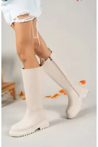 Mat Bej Kadın Çizme 0012360-Mat Bej - 1