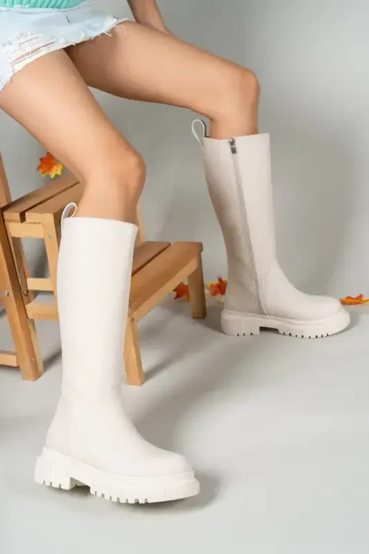 Mat Bej Kadın Çizme 0012360-Mat Bej - 2