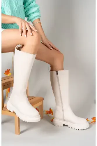 Mat Bej Kadın Çizme 0012360-Mat Bej - 5