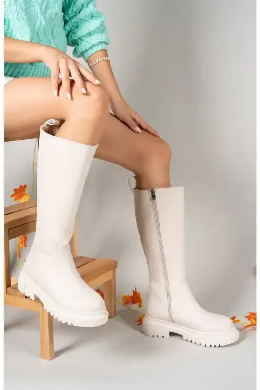 Mat Bej Kadın Çizme 0012360-Mat Bej - 5