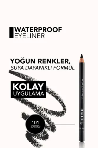 Mat Bitişli Suya Dayanıklı Göz Kalemi (SİYAH) - Waterproof Eyeliner - 101 Black Ice - 8690604109012 - 101 BLACK ICE - 5