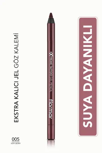 Mat Kalıcı Göz Kalemi (BORDO) - Extreme Tattoo Gel Pencil - 005 Very Berry - 8682536028875-Bordo - 1