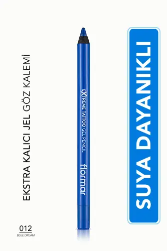 Mat Kalıcı Göz Kalemi (MAVİ) - Extreme Tattoo Gel Pencil - 012 Blue Dream - 8682536041195-012 BLUE DREAM - 1