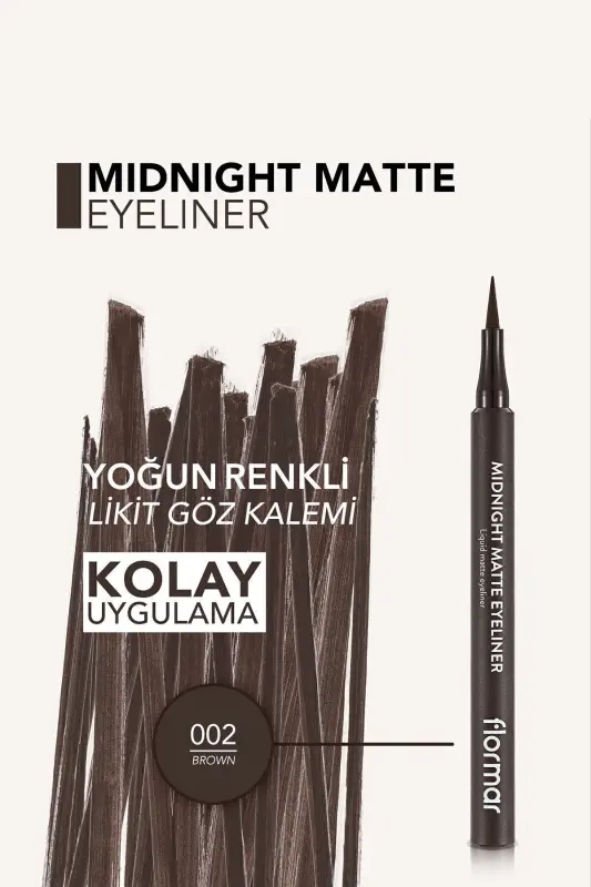 Mat Likit Kalem Eyeliner (KAHVE) - Midnight Matte Eyeliner - 002 Brown - 8690604641659 - 002 BROWN - 4