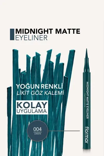 Mat Likit Kalem Eyeliner (YEŞİL) - Midnight Matte Eyeliner - 004 Green - 8690604641673 - 004 GREEN - 4