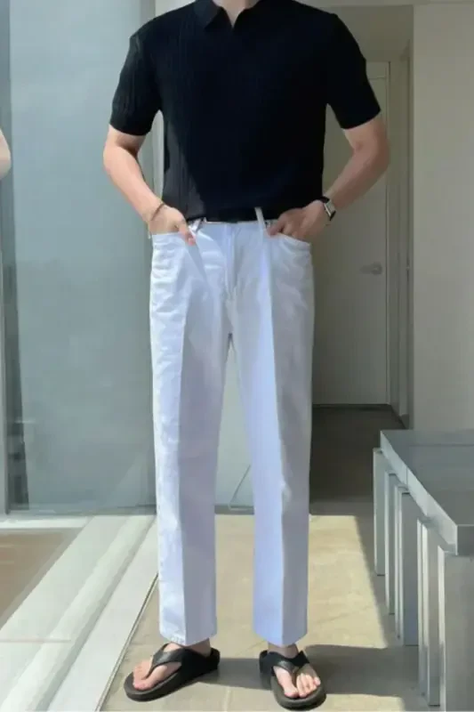 Mat Siyah Erkek Fitilli Polo Yaka Triko T-Shirt-Mat Siyah - 2