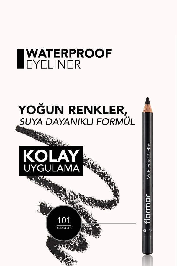 Mat tug'atishli suv o'tkazmaydigan ko'z qalam (QORA) - Waterproof Eyeliner - 101 Black Ice - 8690604109012 - 10