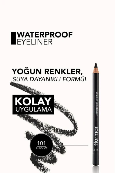 Mat tug'atishli suv o'tkazmaydigan ko'z qalam (QORA) - Waterproof Eyeliner - 101 Black Ice - 8690604109012 - 5
